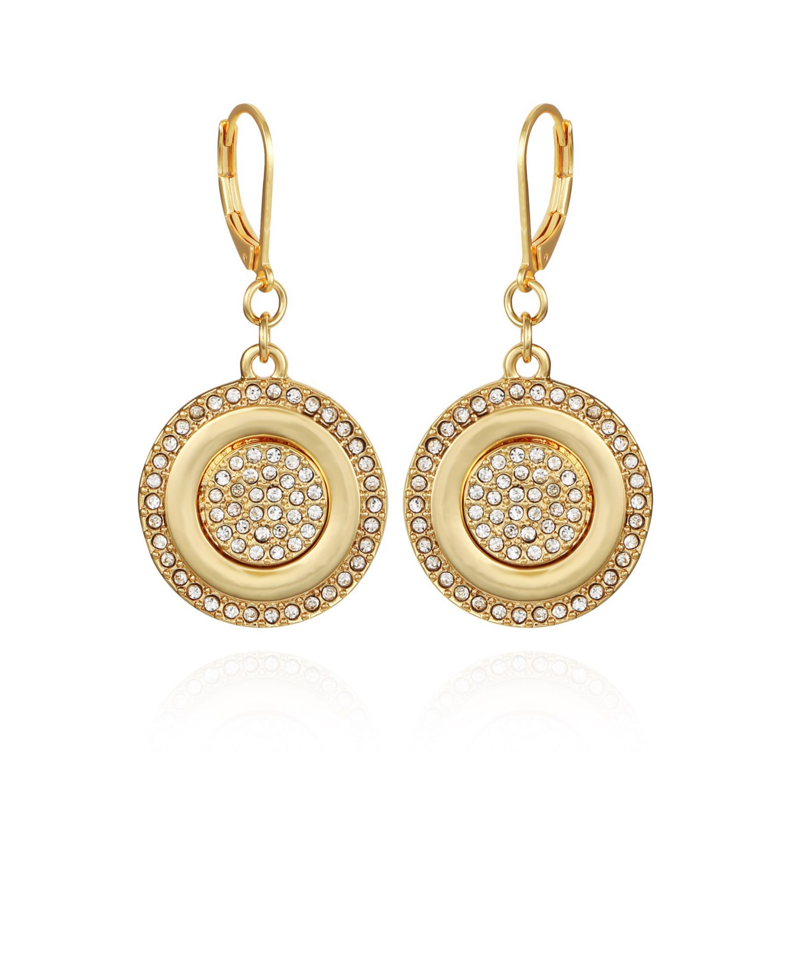 Vince Camuto Gold-Tone Pave Stone Coin Drop Earrings