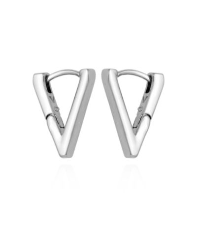 Vince Camuto Silver-Tone V Hinge Huggie Hoop Earrings