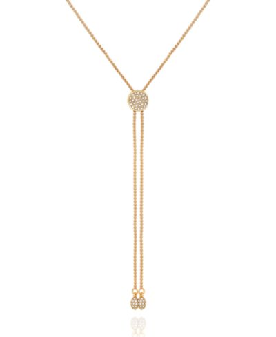 Vince Camuto Gold-Tone Pave Slider Bolo Necklace
