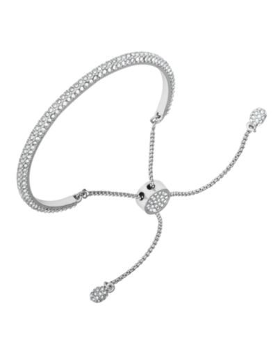 Браслет Vince Camuto Silver-Tone Adjustable Glass Stone Slider