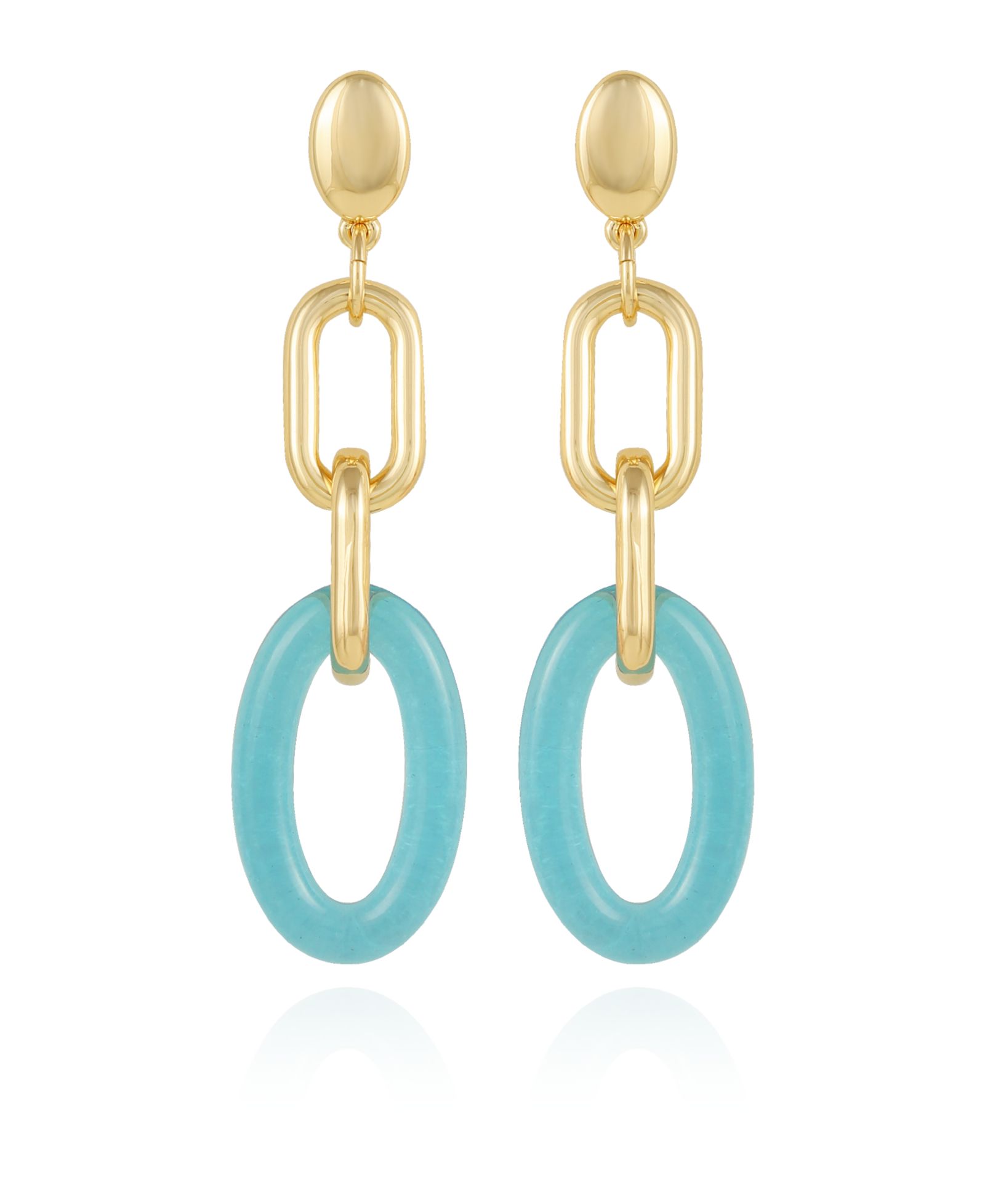 Серьги-подвески Vince Camuto Gold-Tone and Blue Interlocking Link