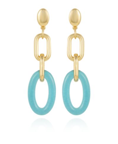 Серьги-подвески Vince Camuto Gold-Tone and Blue Interlocking Link