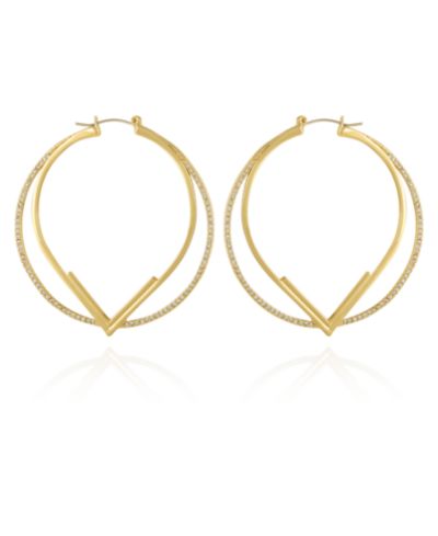 Серьги Vince Camuto Gold-Tone Double Hoop V Pave