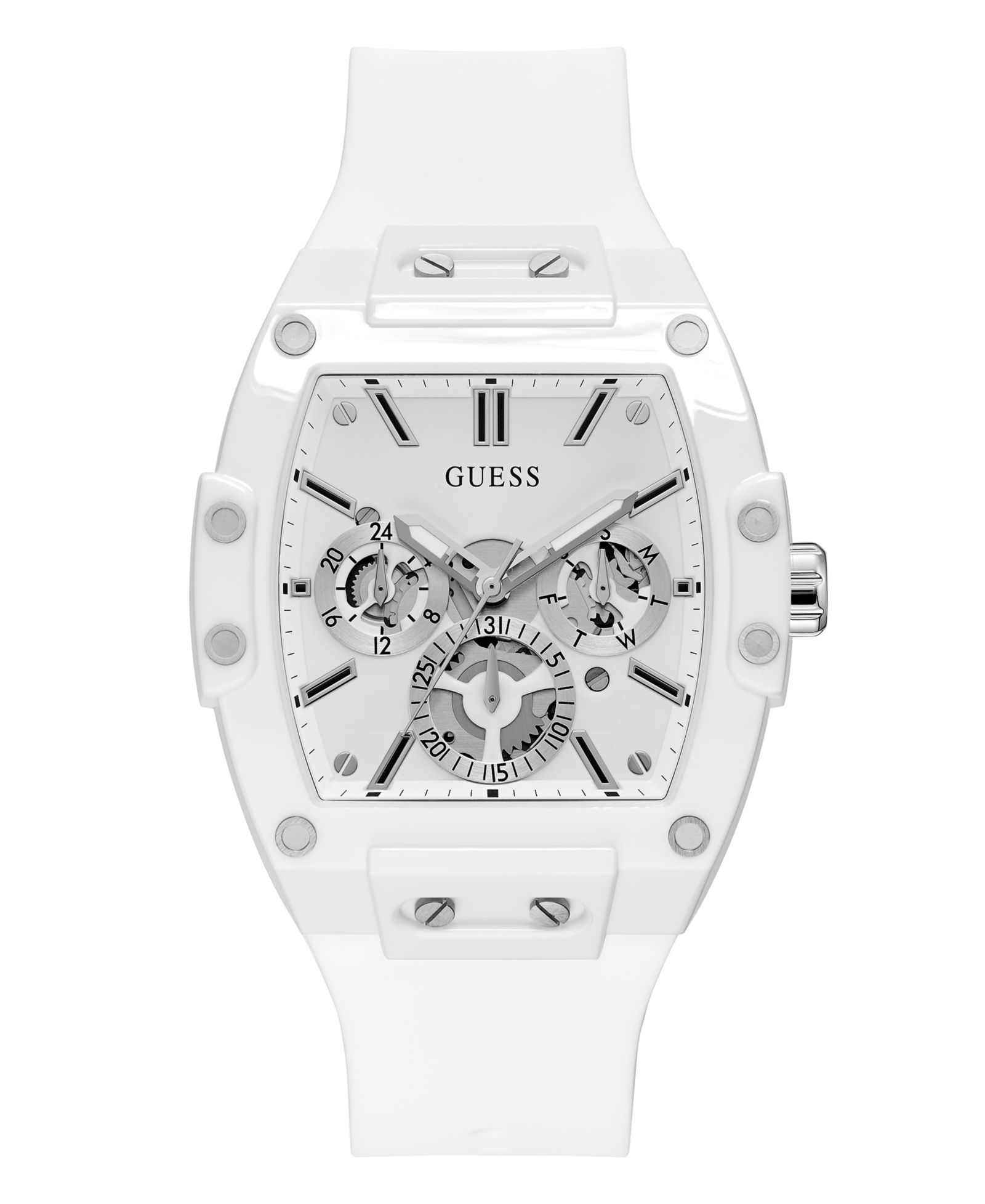 Мужские часы GUESS Multi-Function White Silicone Strap 43mm