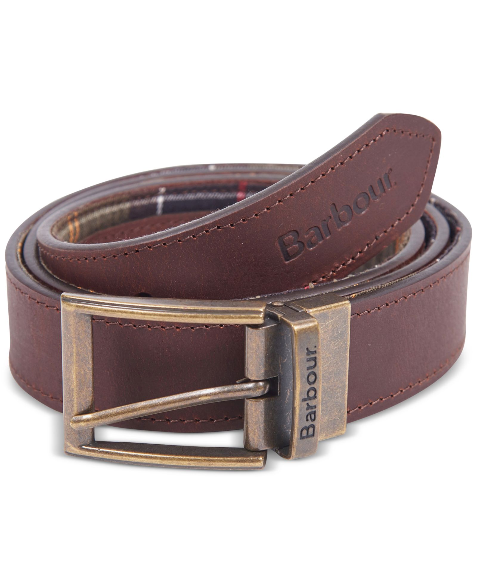 35MM Barbour Men's Reversible Tartan to Leather Belt