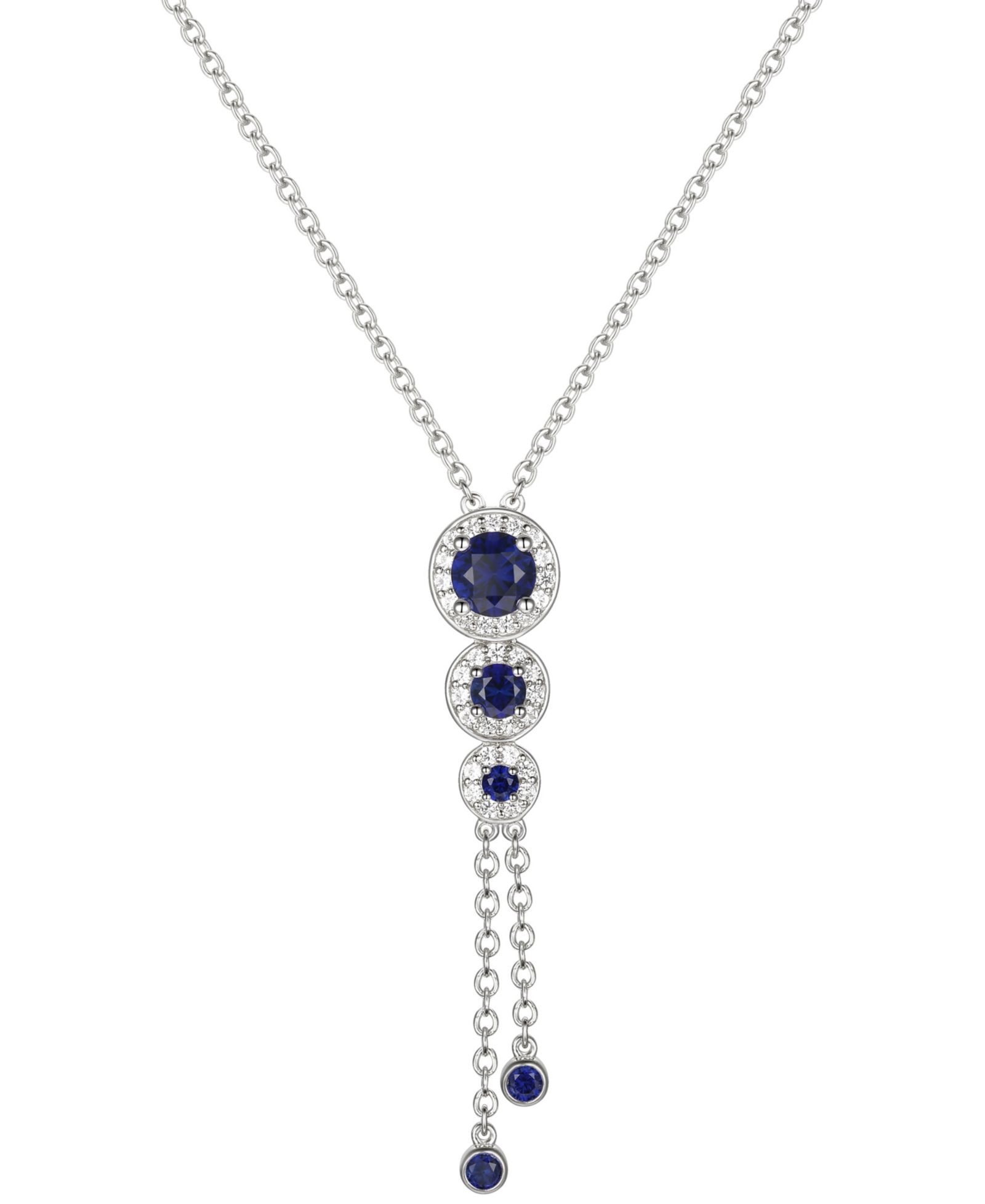 Колье-лариат Sapphire и Diamond в позолоченном серебре, 16" + 2" extender