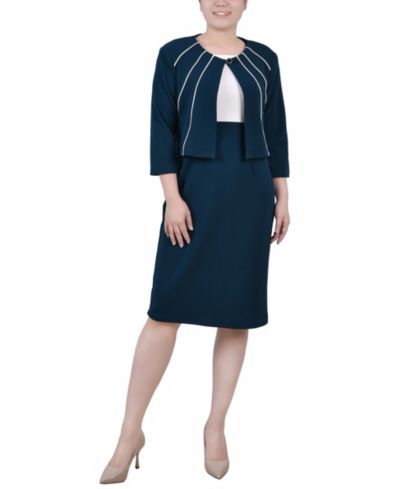 NY Collection Women's 3/4 Sleeve Two Piece Dress Set