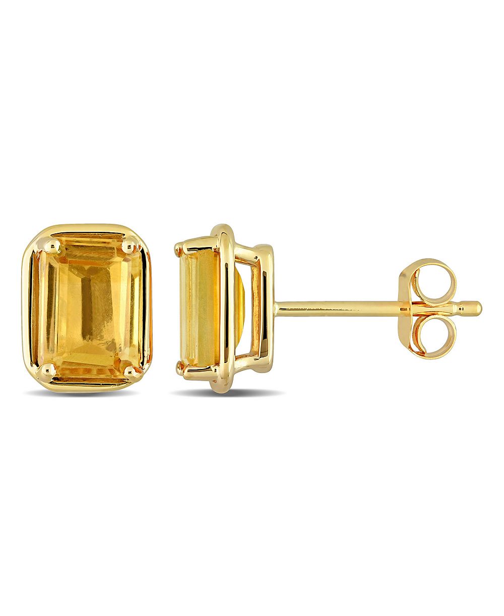 Citrine (2-1/4 ct. t.w.) Emerald-cut Stud Earrings в 14k Yellow Gold