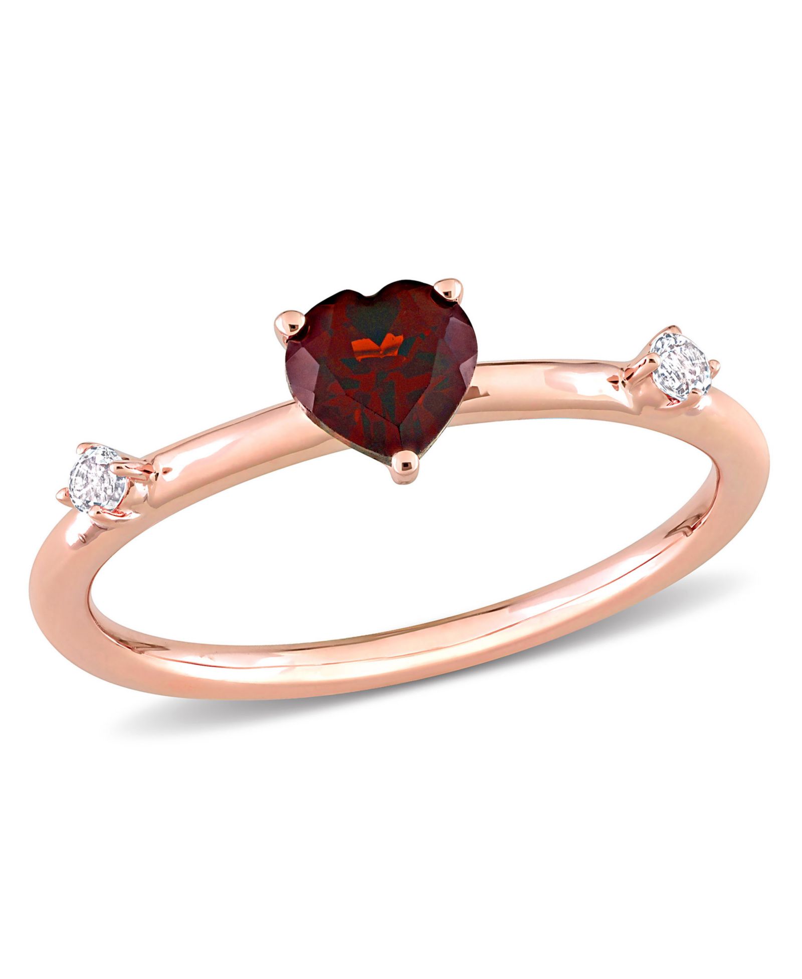 Кольцо Stackable Heart из 10K Rose Gold с гранатом и белым топазом