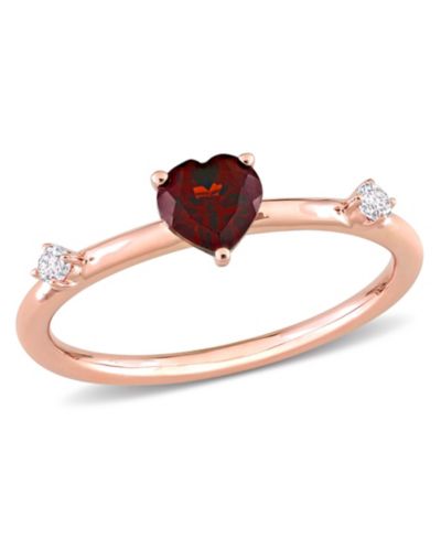 Кольцо Stackable Heart из 10K Rose Gold с гранатом и белым топазом