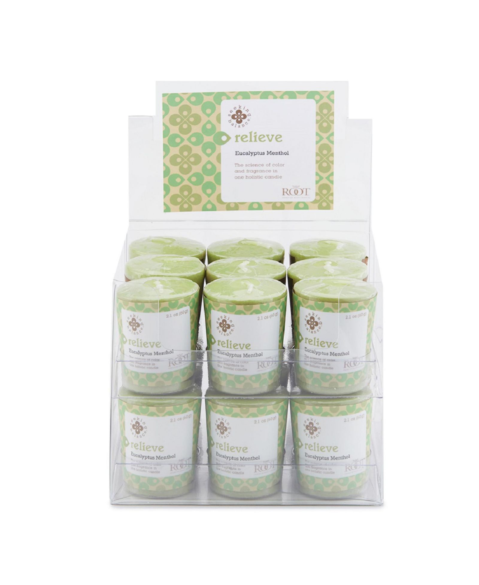Набор свечей Seeking Balance Votive Relieve-Eucalyptus Menthol, 18 шт