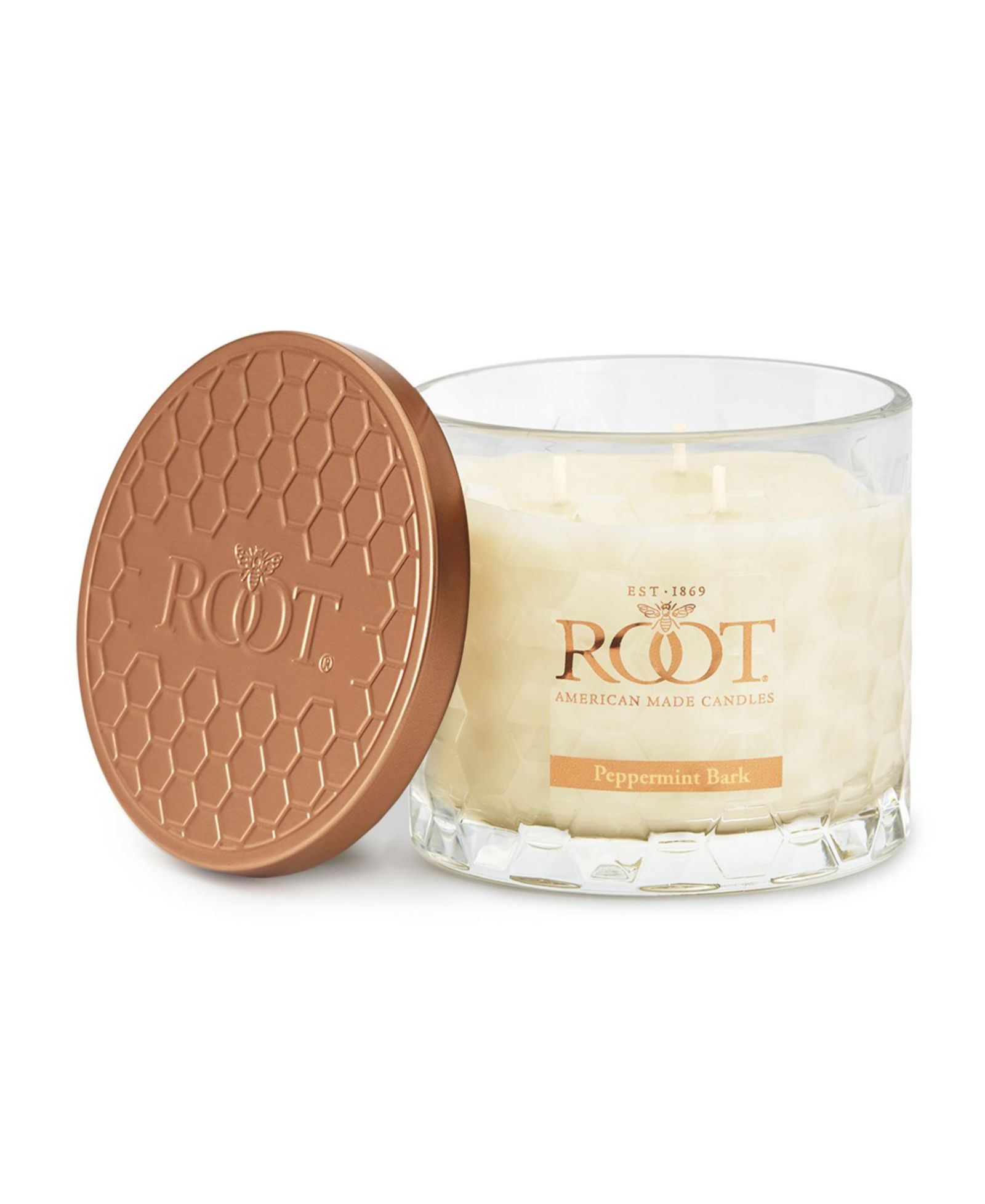 Ароматическая свеча ROOT CANDLES Peppermint Bark Fragrance Honeycomb Glass Jar