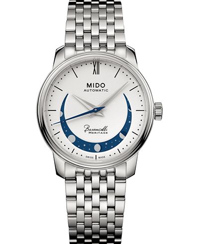Mido Женские швейцарские автоматические часы Baroncelli Smiling Moon с браслетом из нержавеющей стали 33mm