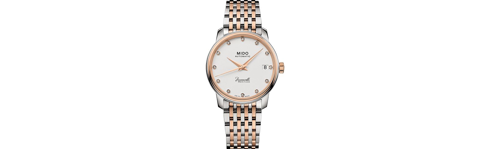 Mido Женские часы Baroncelli III Heritage Diamond Two Tone Stainless Steel 33mm