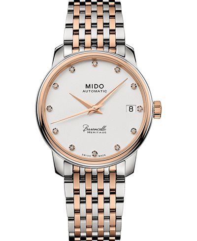 Mido Женские часы Baroncelli III Heritage Diamond Two Tone Stainless Steel 33mm