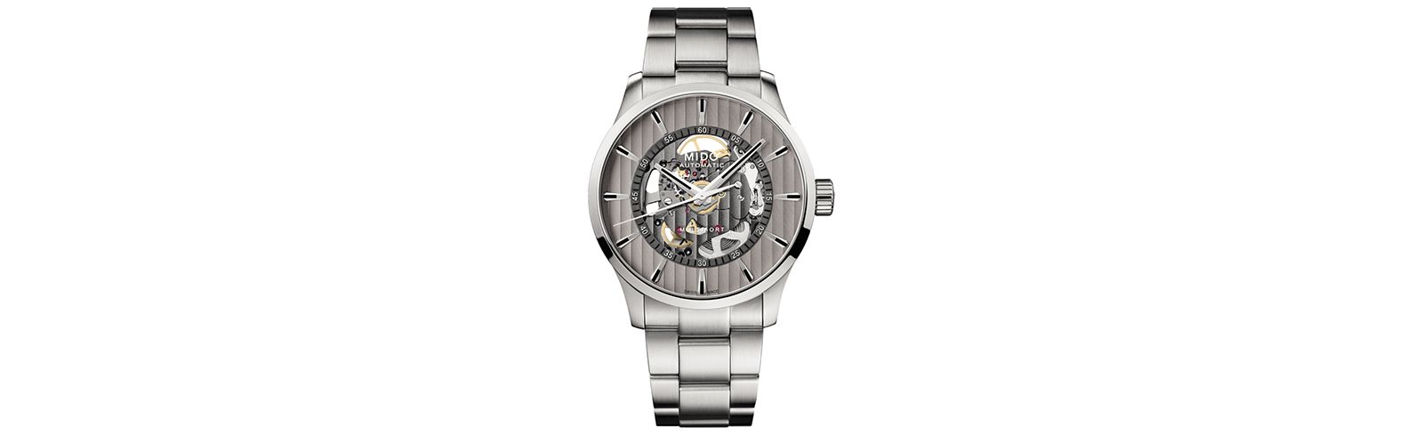 Мужские часы Mido Swiss Automatic Multifort Skeleton Vertigo Stainless Steel Bracelet 42mm