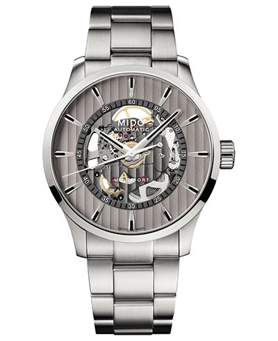 Мужские часы Mido Swiss Automatic Multifort Skeleton Vertigo Stainless Steel Bracelet 42mm