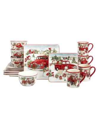Certified International набор столовой посуды Red Truck Snowman, 16 предметов, на 4 персоны