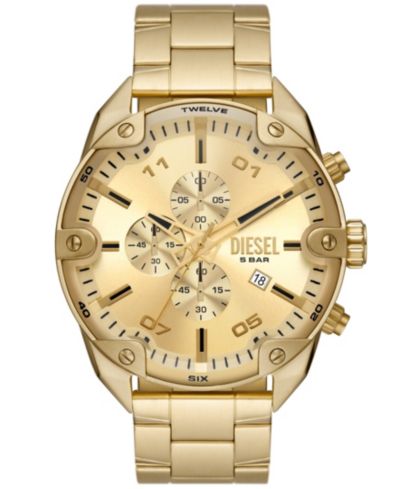 Мужские часы Diesel Spiked Gold-Tone Stainless Steel 49mm