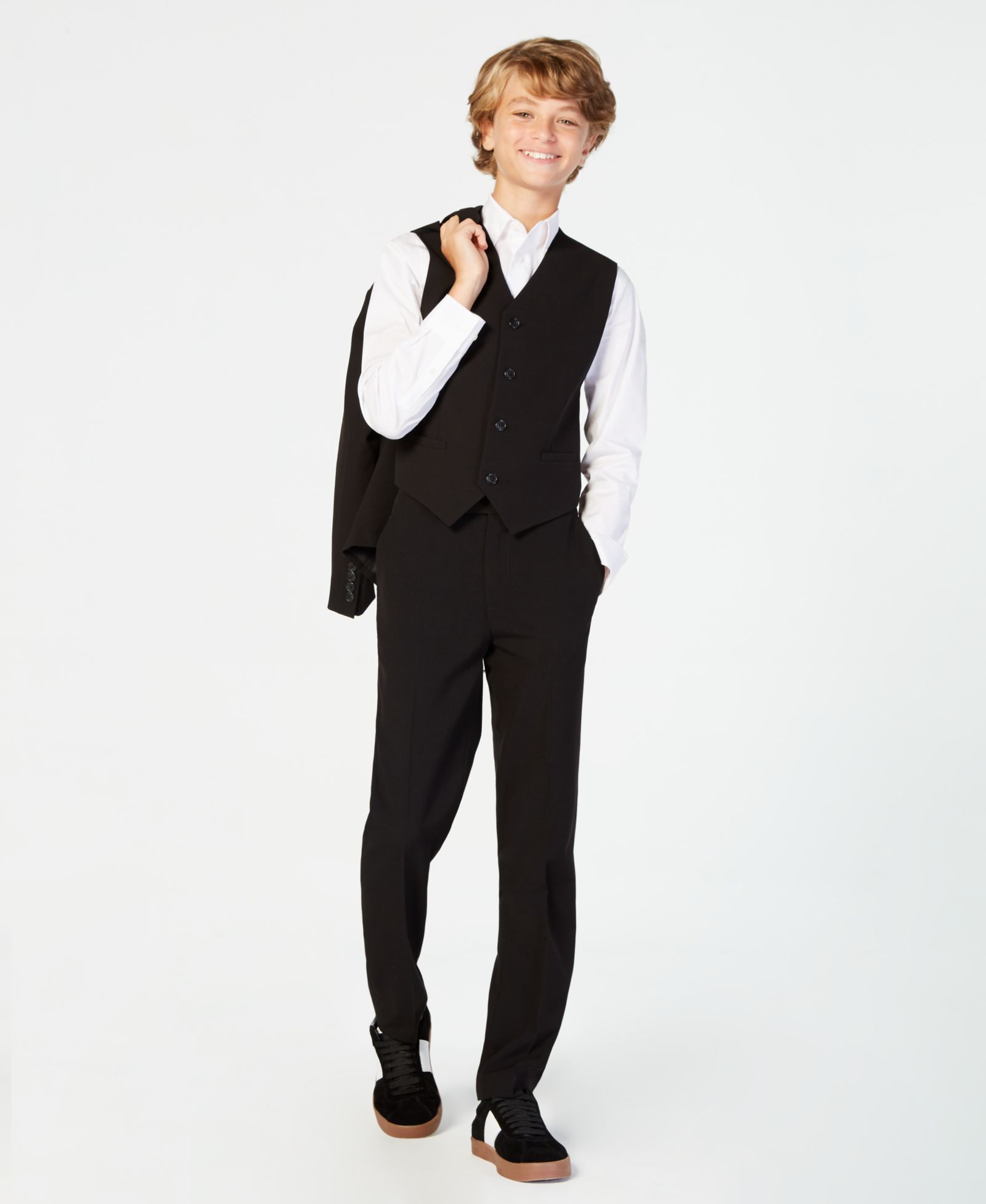Calvin Klein Boys' 8-20 Slim-Fit Stretch Suit Pants