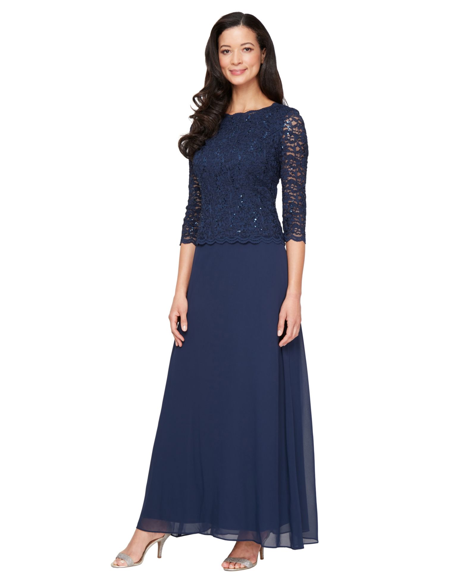 Вечернее платье Alex Evenings Women's Sequin Embellished Lace Top Gown