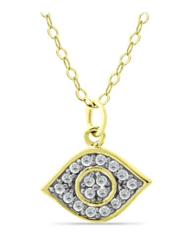 Giani Bernini Cubic Zirconia with Black Rhodium Evil Eye Pendant, 18K Gold over Silver