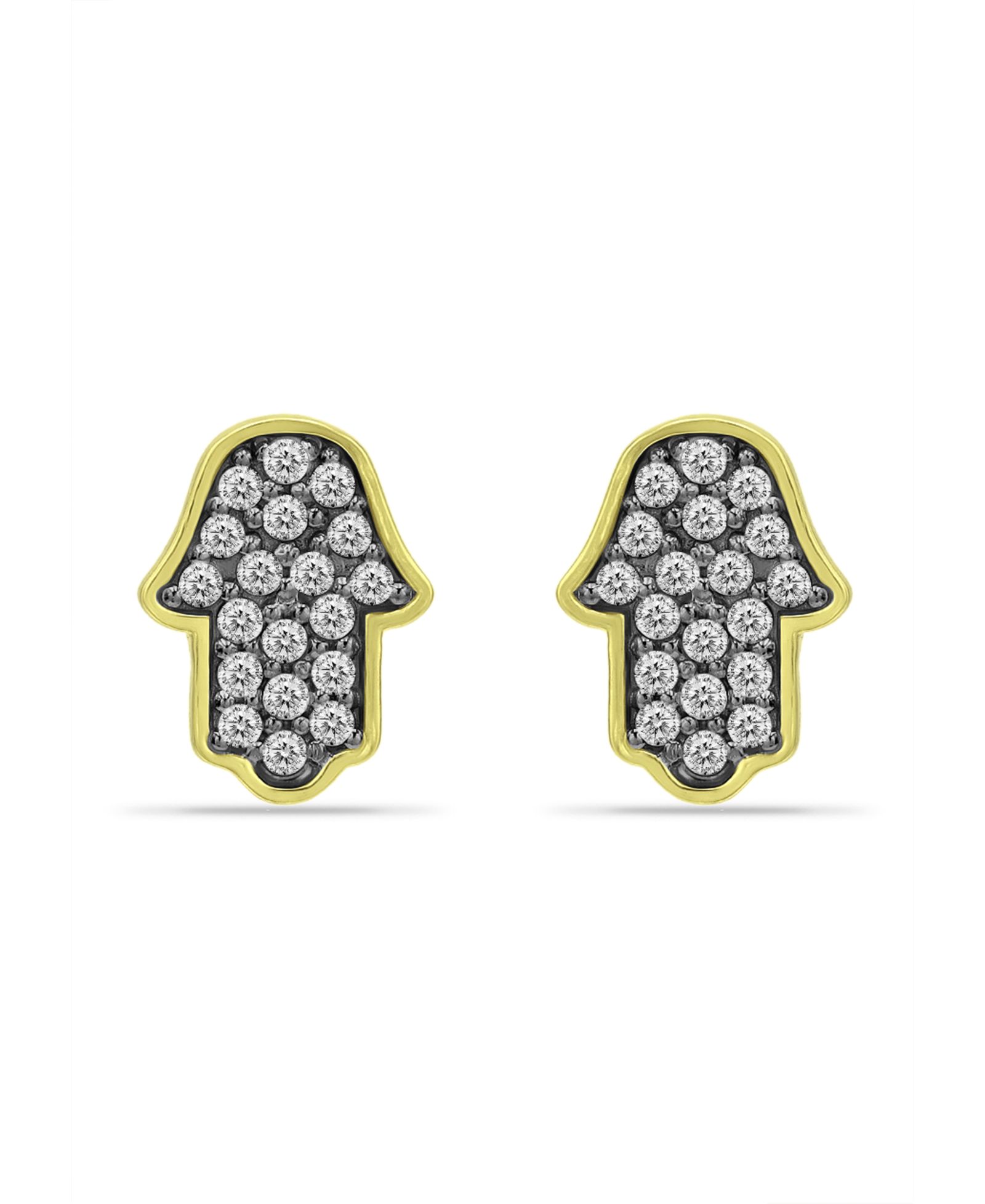 Giani Bernini Cubic Zirconia with Black Rhodium Hamsa Stud Earrings, 18K Gold over Silver