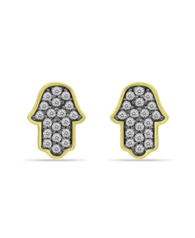 Giani Bernini Cubic Zirconia with Black Rhodium Hamsa Stud Earrings, 18K Gold over Silver