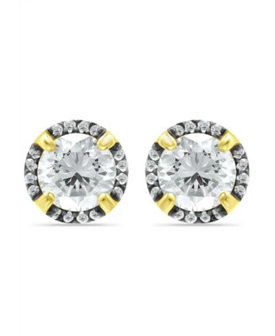 Giani Bernini Cubic Zirconia with Black Rhodium Halo Stud Earrings, 18K Gold over Silver