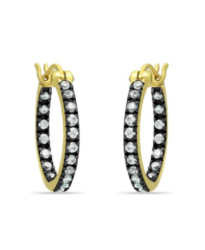 Серьги-кольца Giani Bernini 18mm Cubic Zirconia с черным родием, 18K Gold over Silver