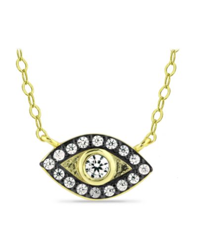 Giani Bernini Cubic Zirconia with Black Rhodium Evil Eye Pendant, 18K Gold over Silver