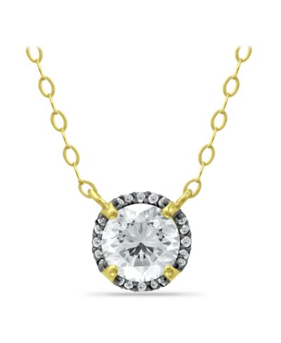 Giani Bernini Cubic Zirconia with Black Rhodium Halo Necklace, 18K Gold over Silver