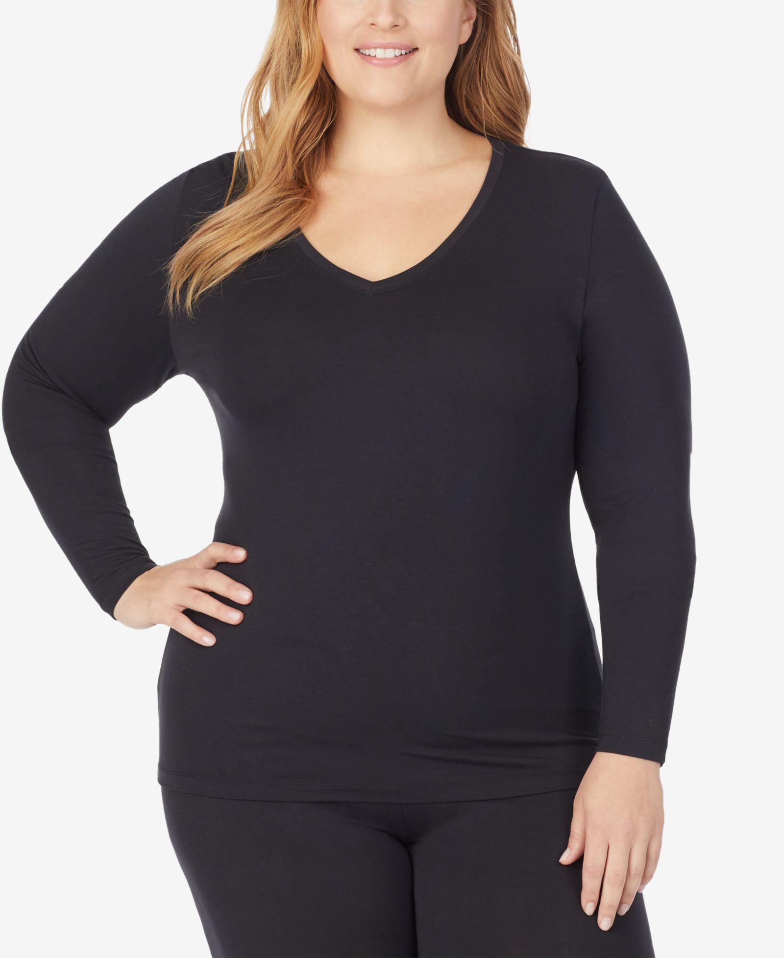 Cuddl Duds Plus Size Softwear with Stretch V-Neck Top