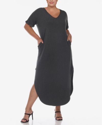 Платье макси White Mark Plus Size Short Sleeve V-neck