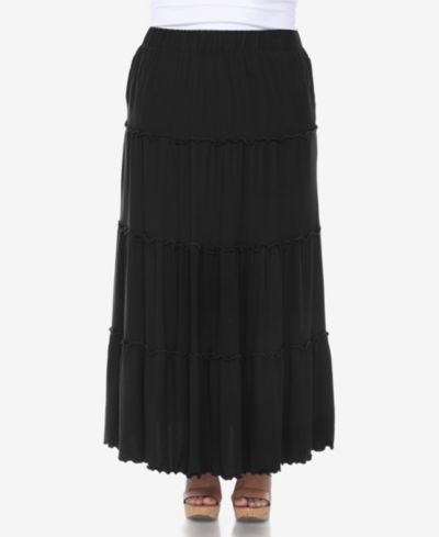 White Mark Plus Size Tiered Maxi Skirt