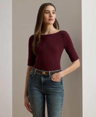 Lauren Ralph Lauren Women's Stretch Cotton Boat Neck T-Shirt