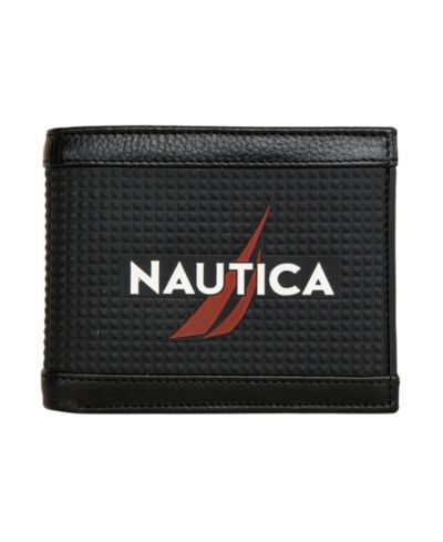 Nautica Мужской кожаный бифолд-кошелек с логотипом