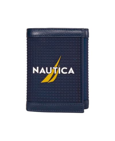 Nautica Мужской кожаный кошелек Trifold с логотипом