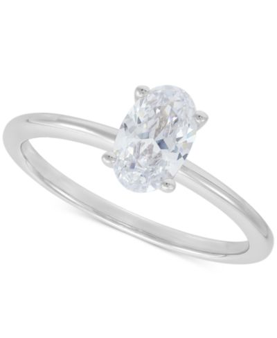 Помолвочное кольцо IGI Certified Lab Grown Diamond Oval Solitaire, 14k White Gold