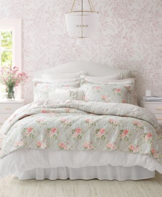 Laura Ashley Melany Cotton Reversible 3 Piece Quilt Set, Full/Queen
