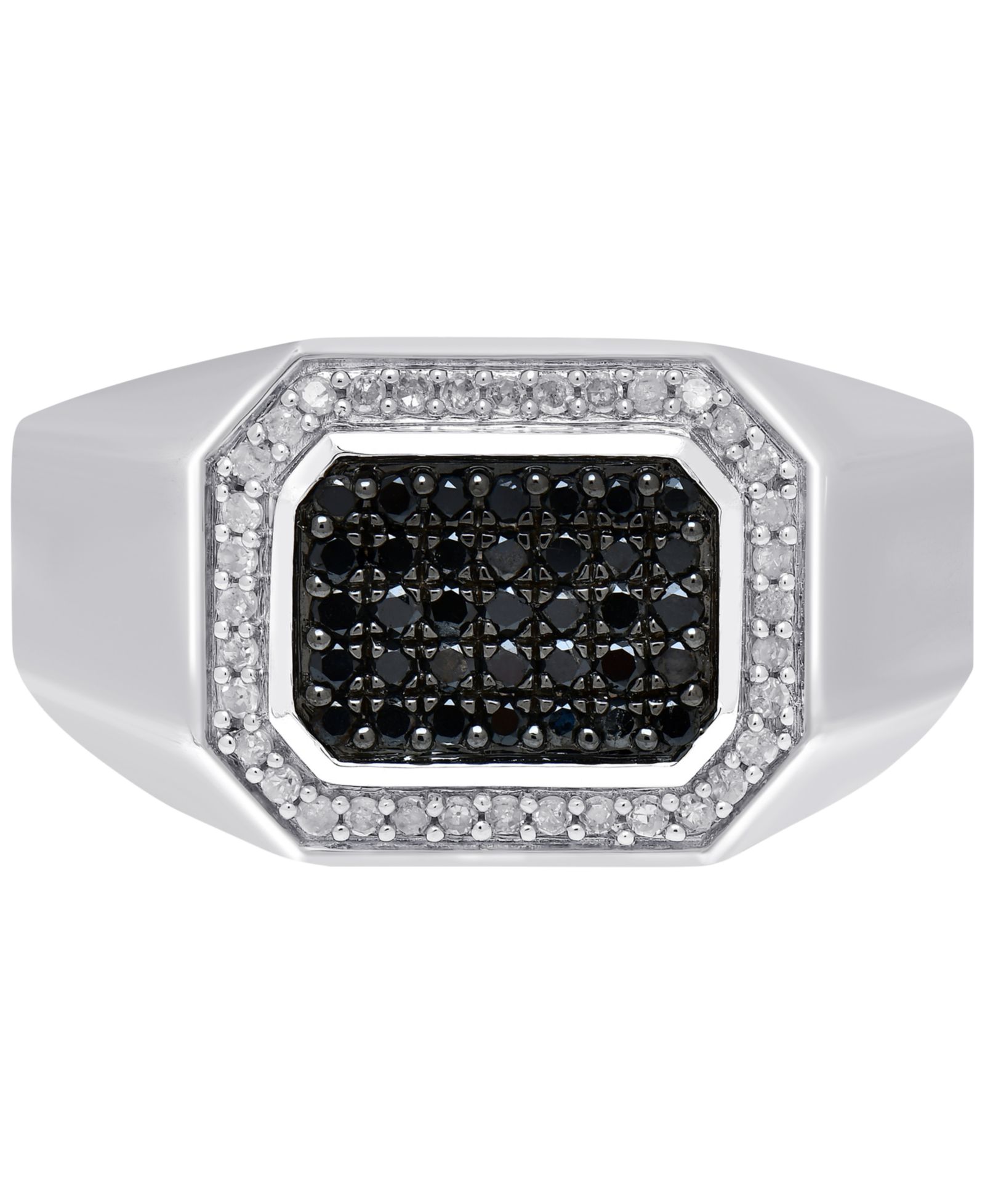 Men's Black Diamond (1/3 ct. t.w.) & White Diamond (1/6 ct. t.w.) Ring in Sterling Silver