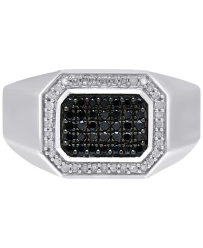 Men's Black Diamond (1/3 ct. t.w.) & White Diamond (1/6 ct. t.w.) Ring in Sterling Silver