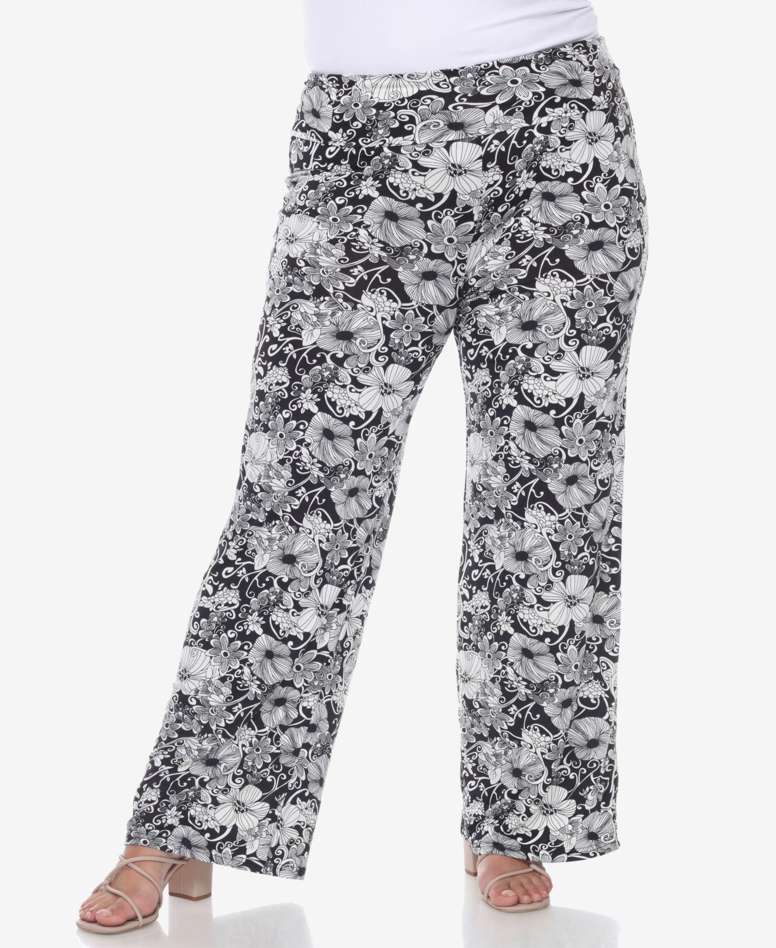 White Mark Plus Size Floral Paisley Palazzo Pants