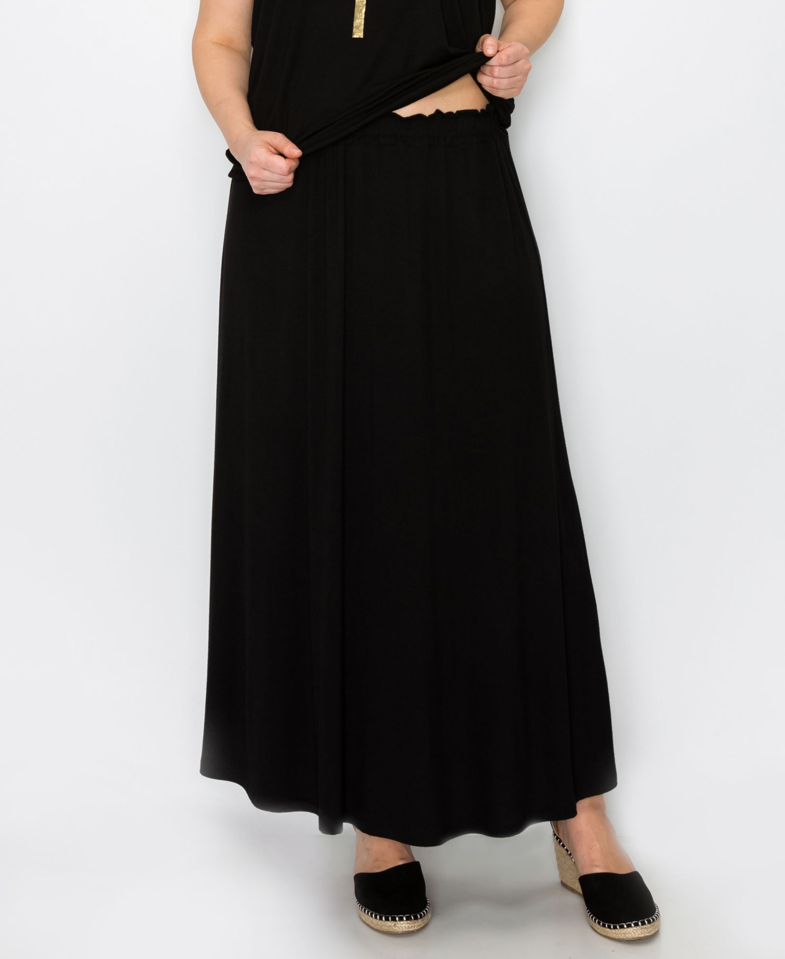 COIN 1804 Plus Size Elastic Waist Maxi Skirts