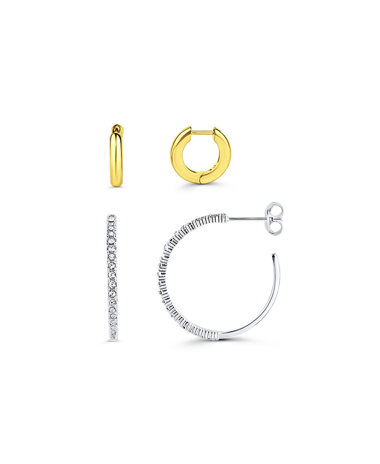 Набор из 2 пар серег-кольц And Now This Duo Huggie Hoop and Pave Crystal