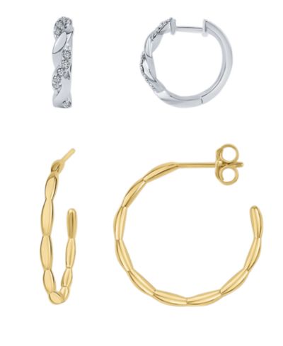 Серьги-кольца And Now This Duo Crystal и High Polished, набор из 2 шт.