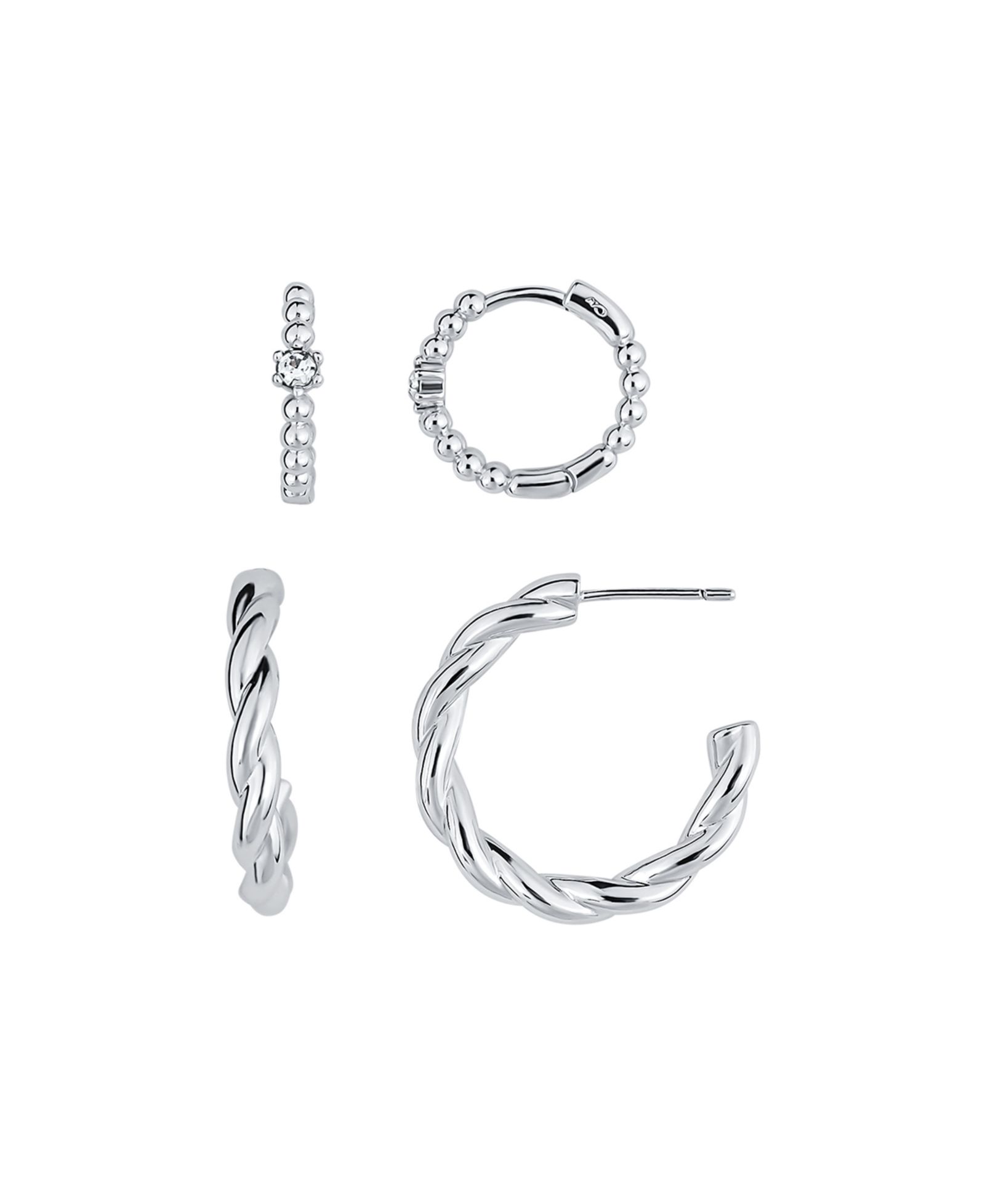 Серьги-кольца And Now This Duo Crystal and High Polished, Set of 2