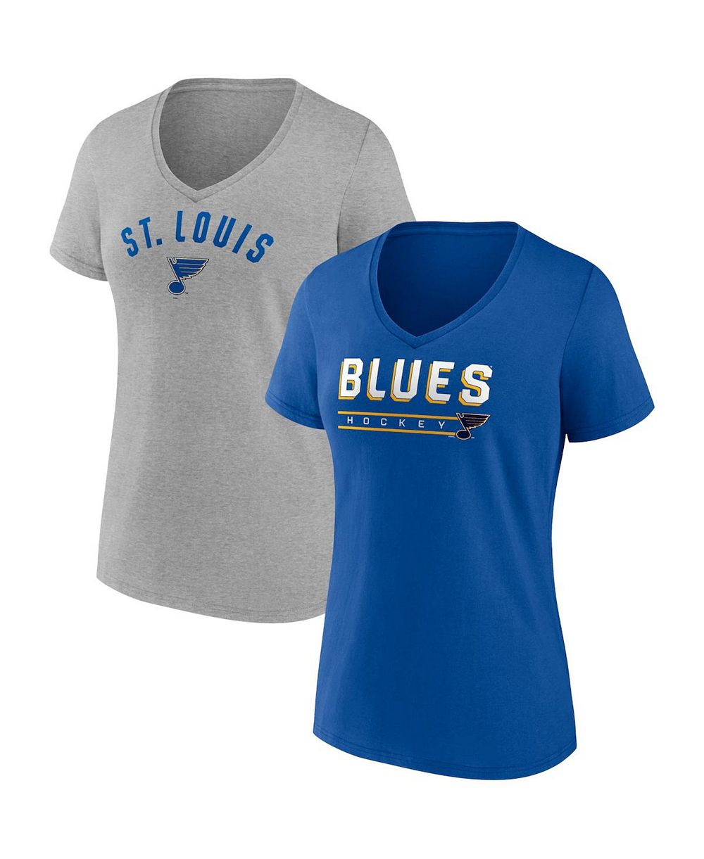 Женский комплект из 2-х футболок Fanatics Blue, Heather Gray St. Louis Blues Parent V-Neck