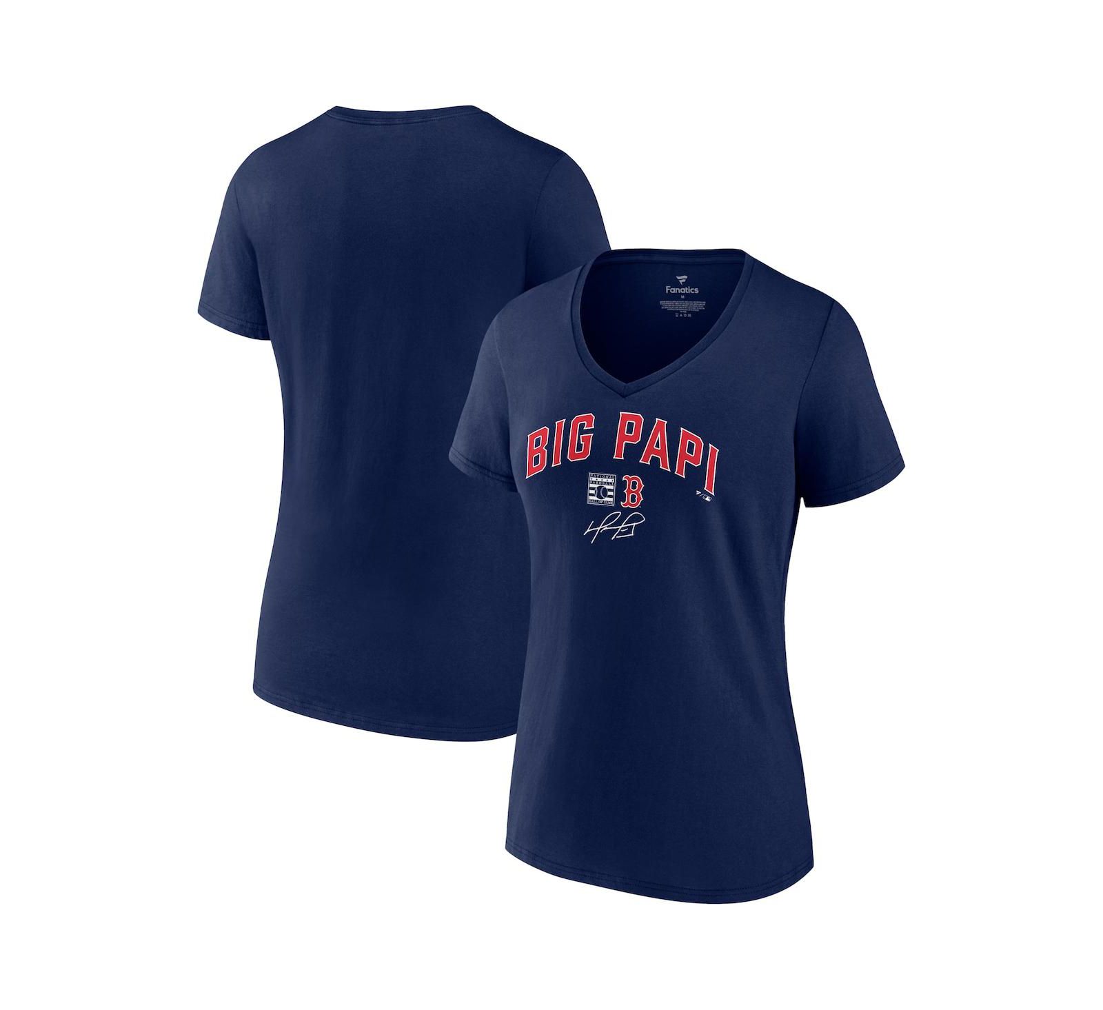 Женская футболка Fanatics David Ortiz Navy Boston Red Sox Big Papi Graphic V-Neck