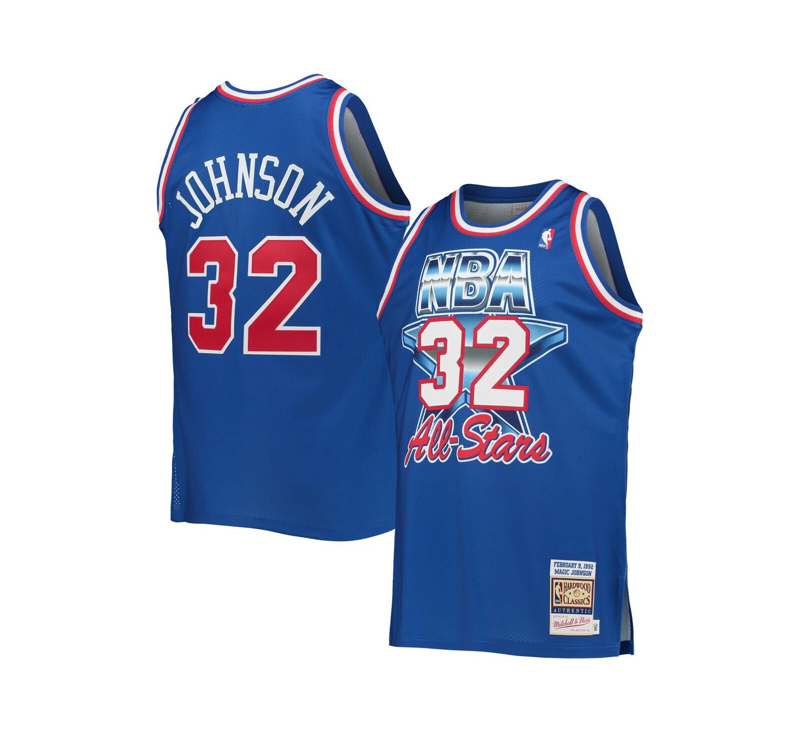 Mitchell & Ness Мужская джерси Magic Johnson Royal Western Conference Hardwood Classics 1992 NBA All-Star Game Authentic